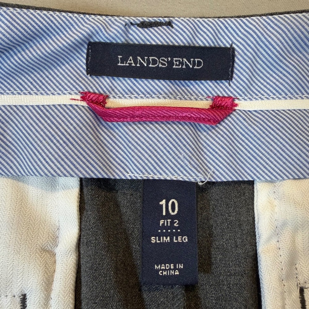 Lands End Fit 2 Slim Leg Gray Black Side Stripe Dress Pants Womens 10 Trousers - Picture 3 of 9